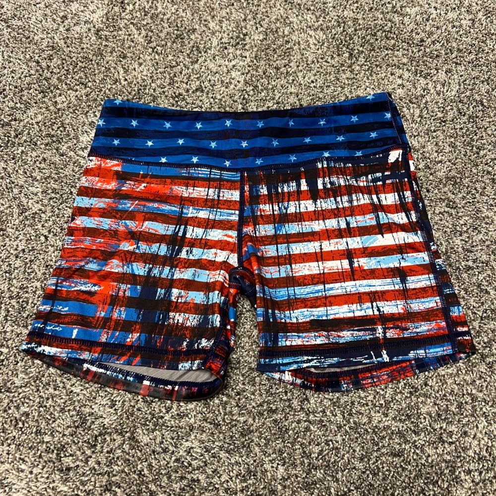 IAB MFG Women American Flag Shorts Size 8 Medium Patriotic CrossFit Gym
